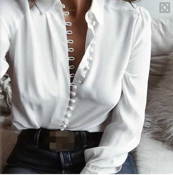 2021 Women Blouse Shirt Long Sleeve Button-up Sizes S - 2XL