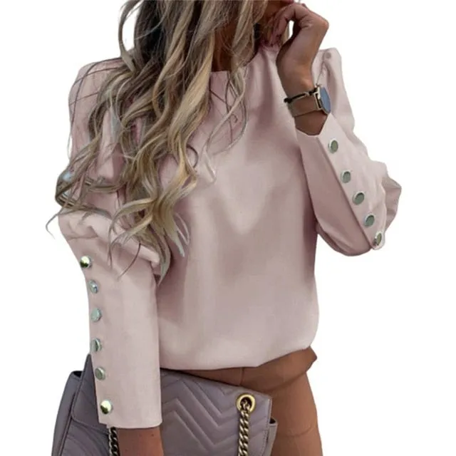 2021 Women Blouse Shirt Long Sleeve Button-up Sizes S - 2XL