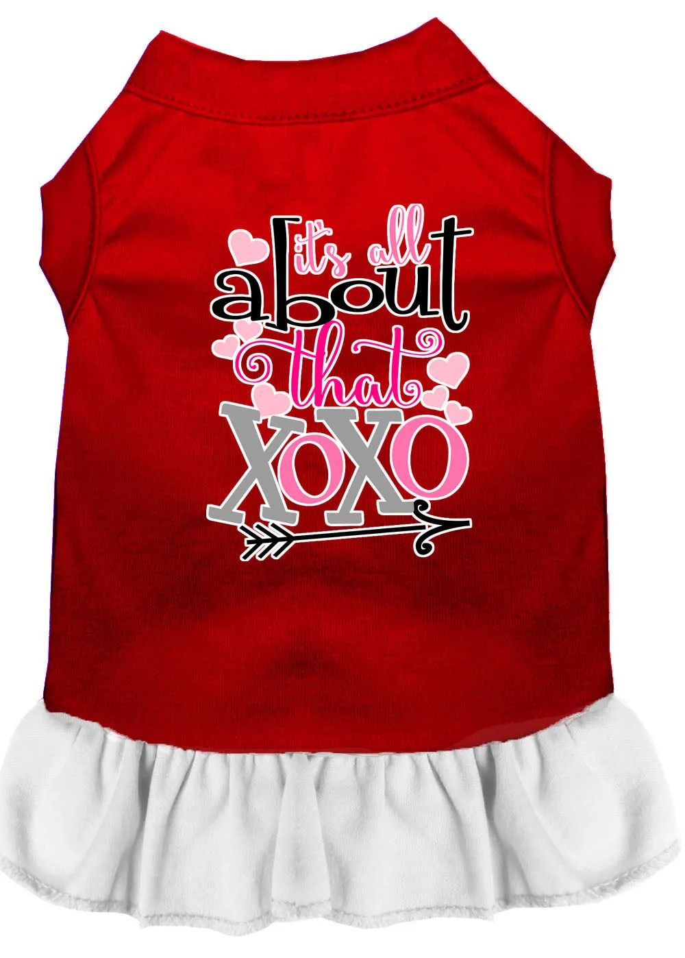 All About The Xoxo Screen Print Dog Dress Red With White Med