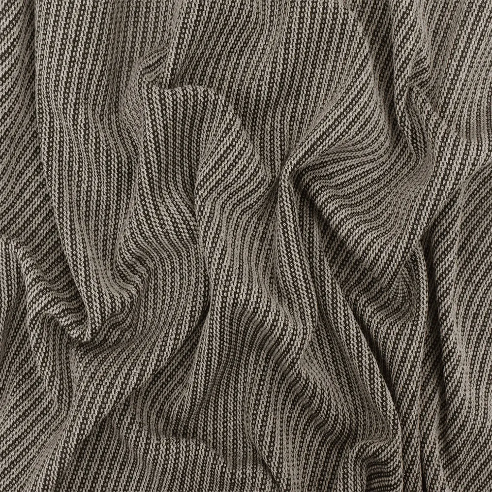 Ash Beige-Gray Twill-Like Jacquard  Wool Cotton Double Knit Fabric