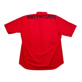 Balenciaga Back Logo Button Up Shirt Red