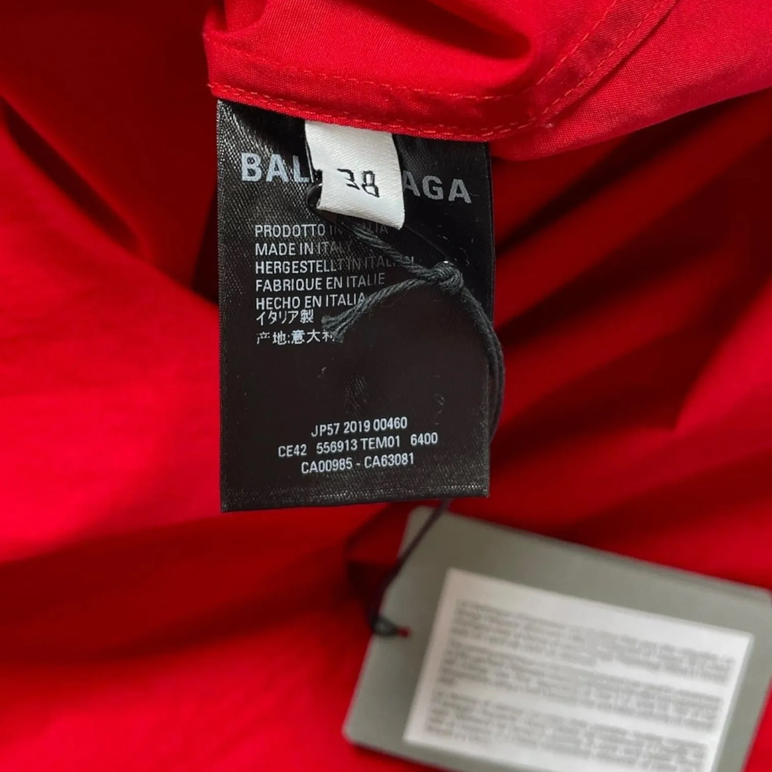 Balenciaga Back Logo Button Up Shirt Red