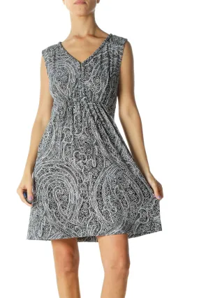 Black and White Print Day Dress