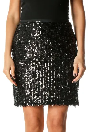 Black Sequin Party A-Line Skirt