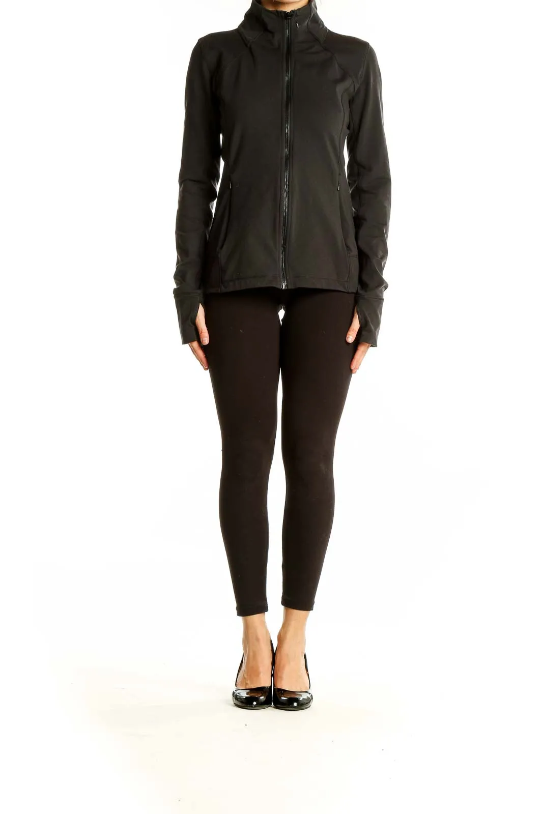 Black Sleek Performance Zip-Up Jacket