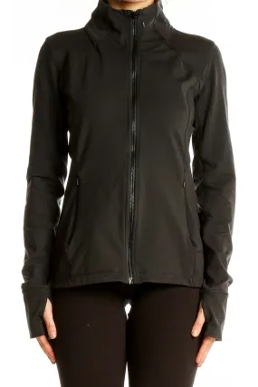 Black Sleek Performance Zip-Up Jacket