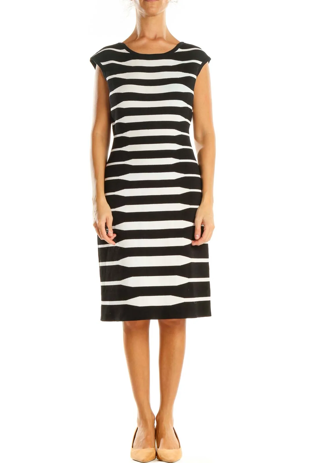 Black Striped Day Sheath Dress