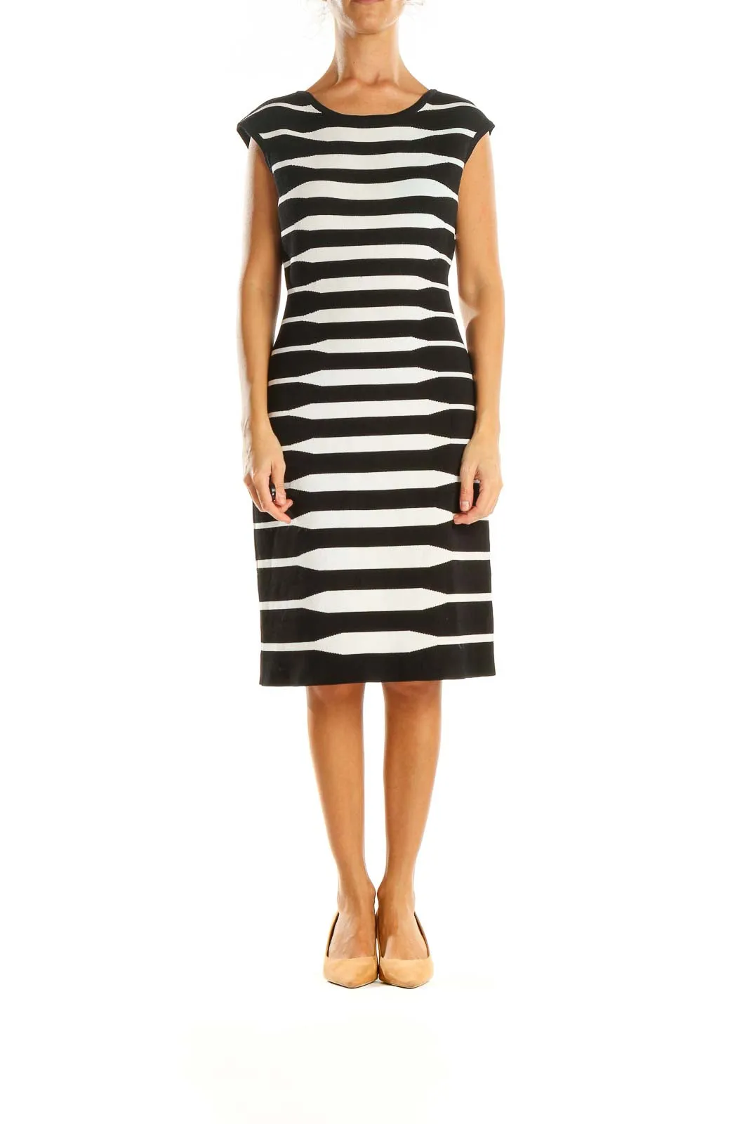 Black Striped Day Sheath Dress