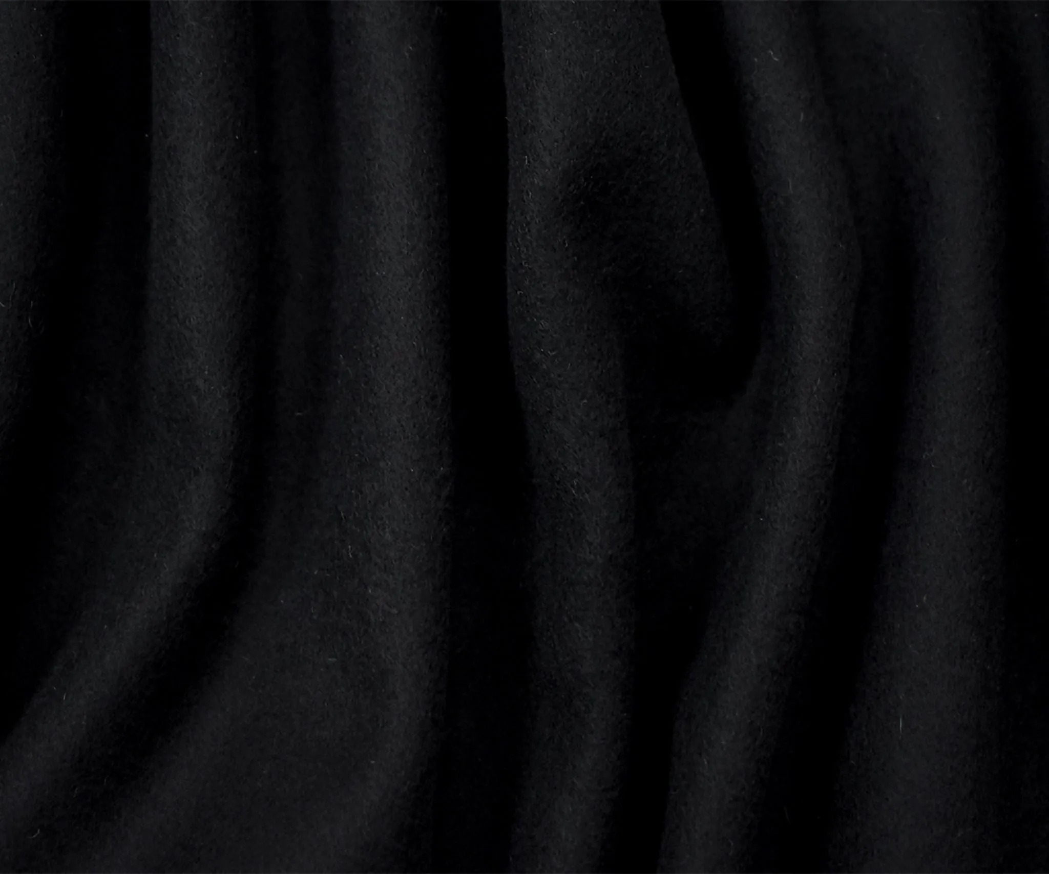 Black Wool Solid Single Sided Brushed Twill Woven Jacketing Fabric