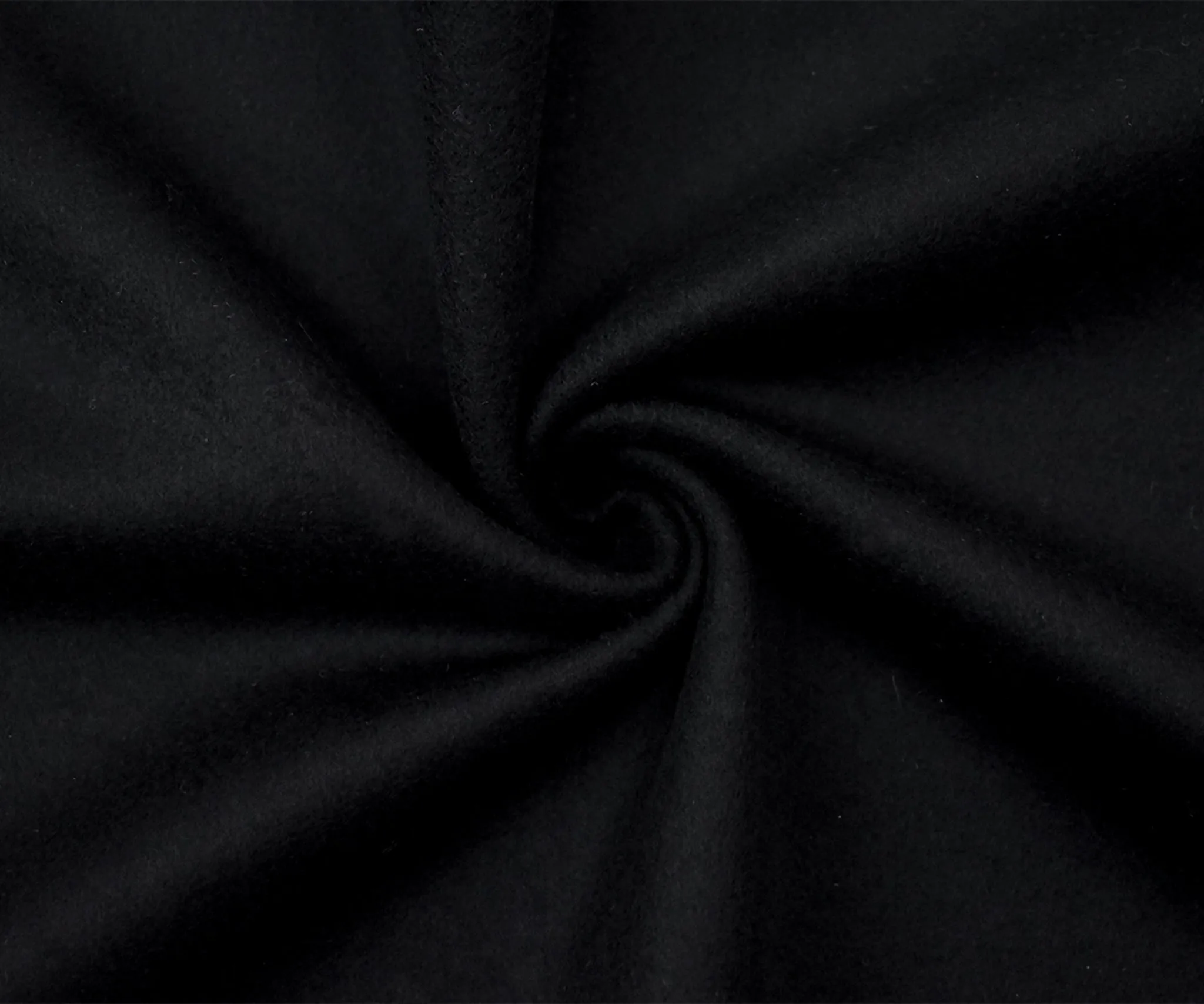 Black Wool Solid Single Sided Brushed Twill Woven Jacketing Fabric