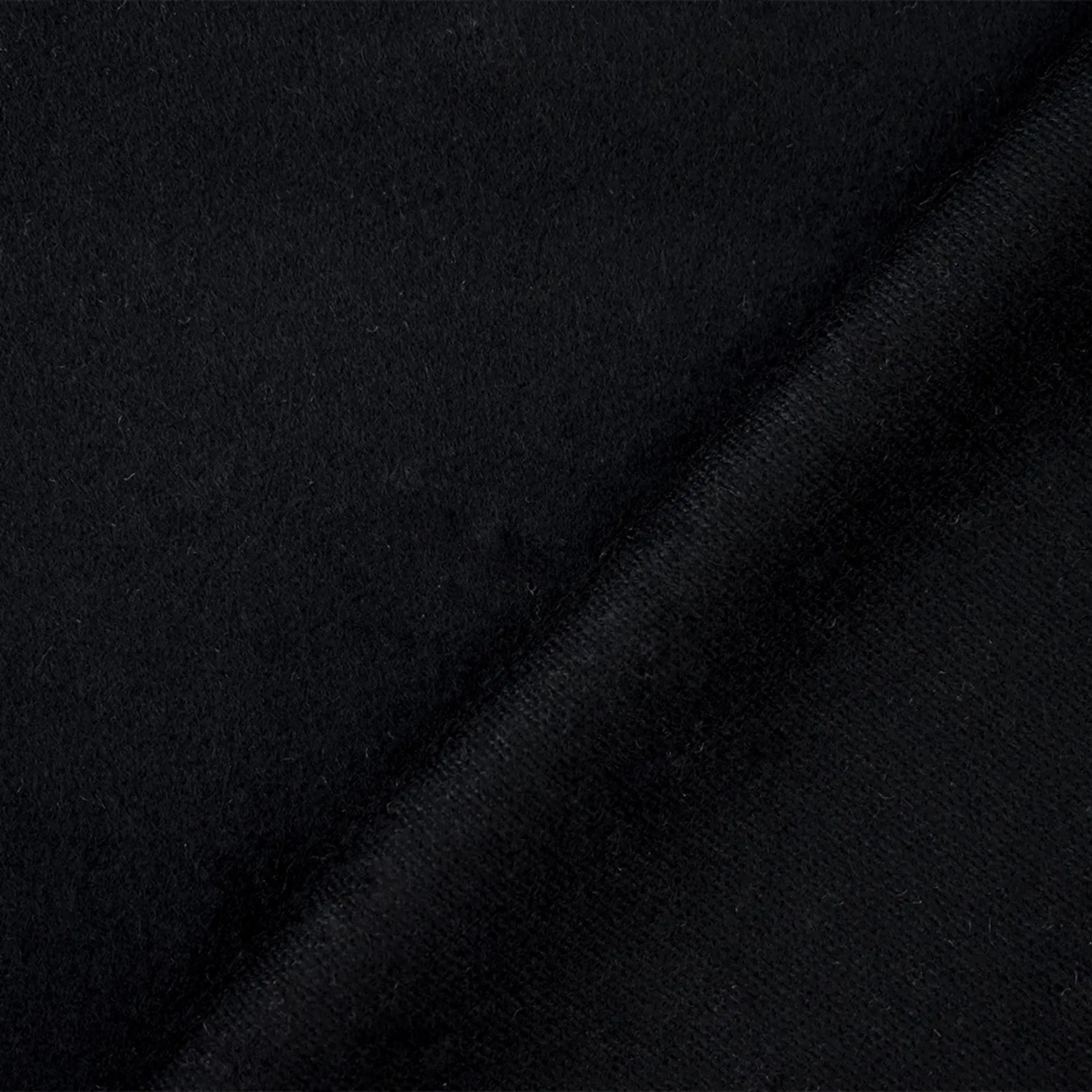 Black Wool Solid Single Sided Brushed Twill Woven Jacketing Fabric