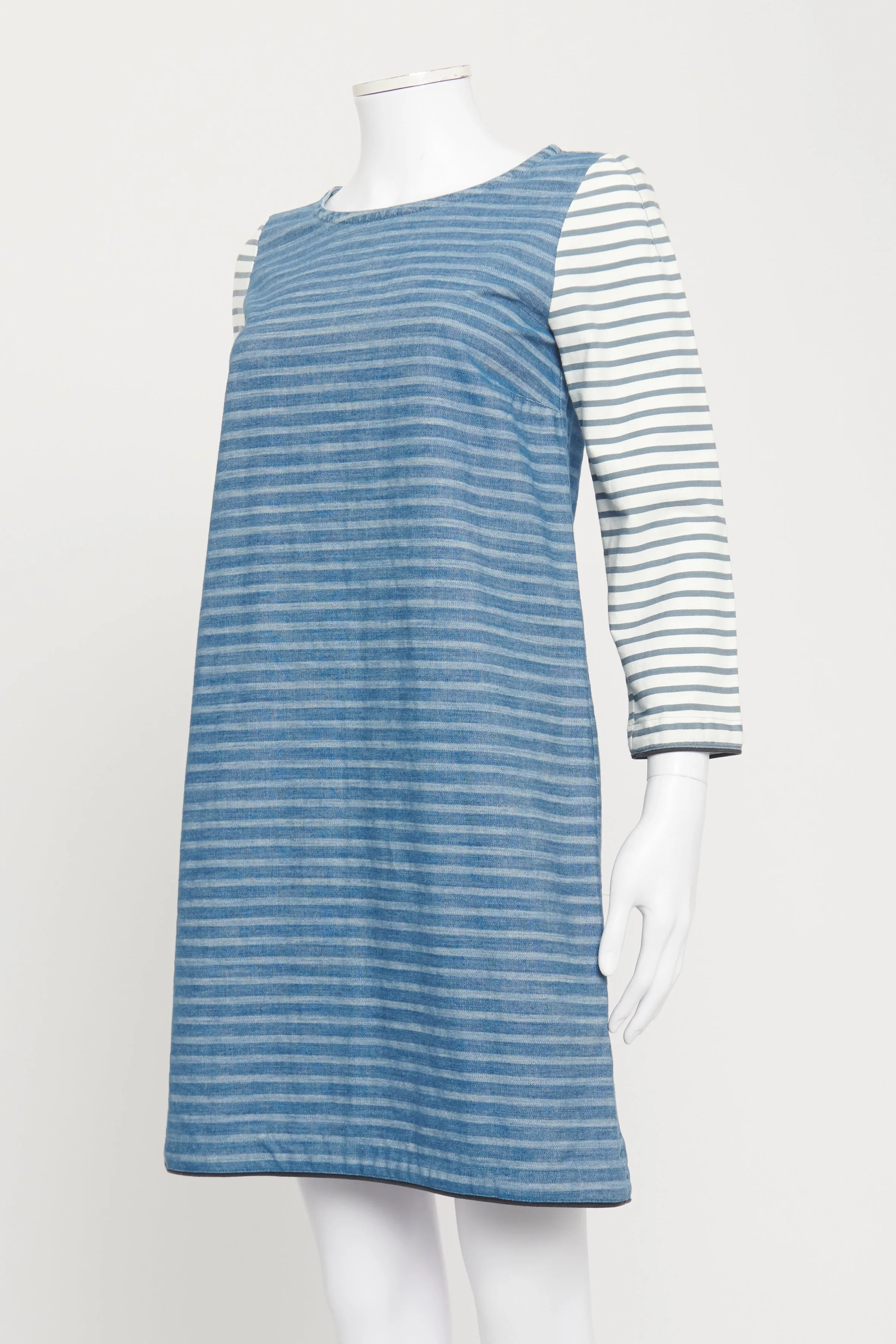 Blue Denim Striped Preowned Shift Dress