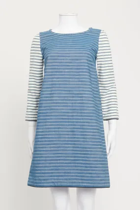 Blue Denim Striped Preowned Shift Dress