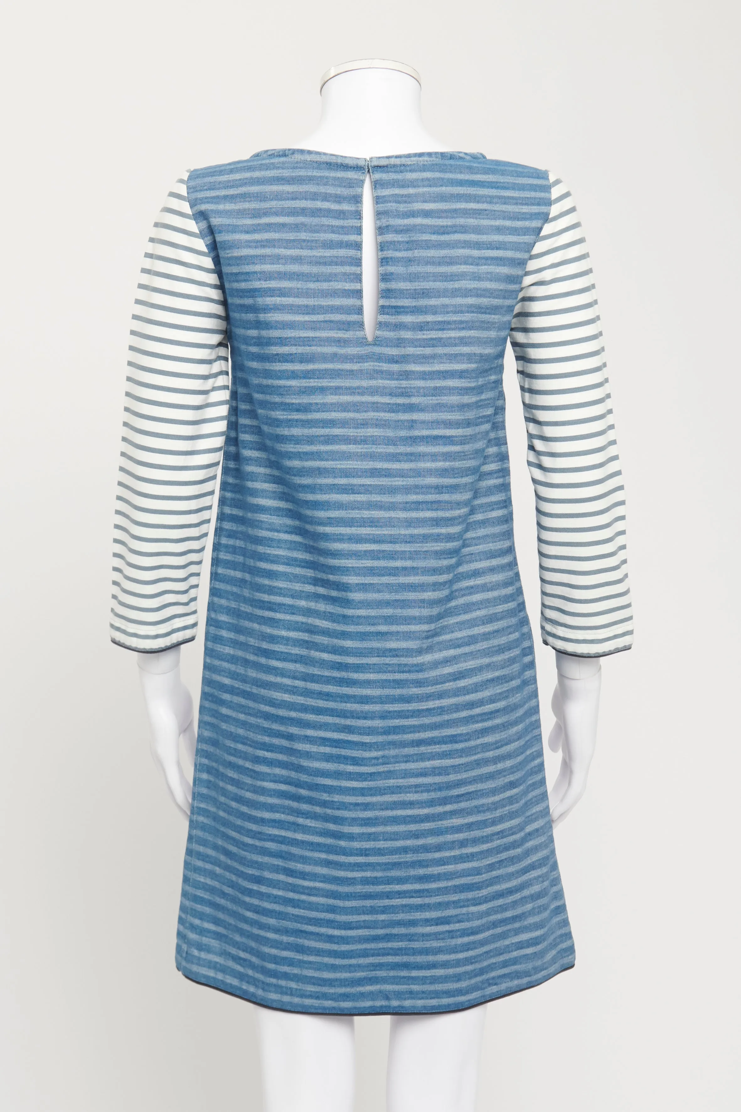 Blue Denim Striped Preowned Shift Dress