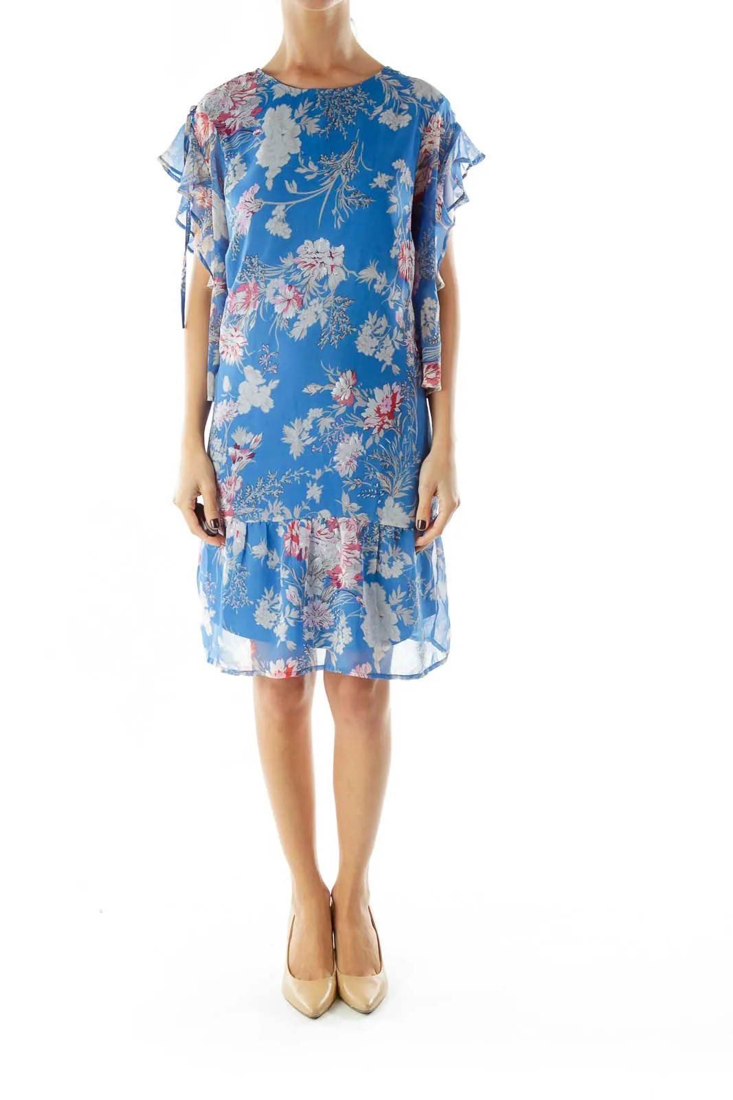 Blue Floral Print Day Dress