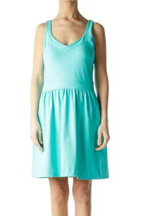 Blue Sweetheart Sleeveless Day Dress