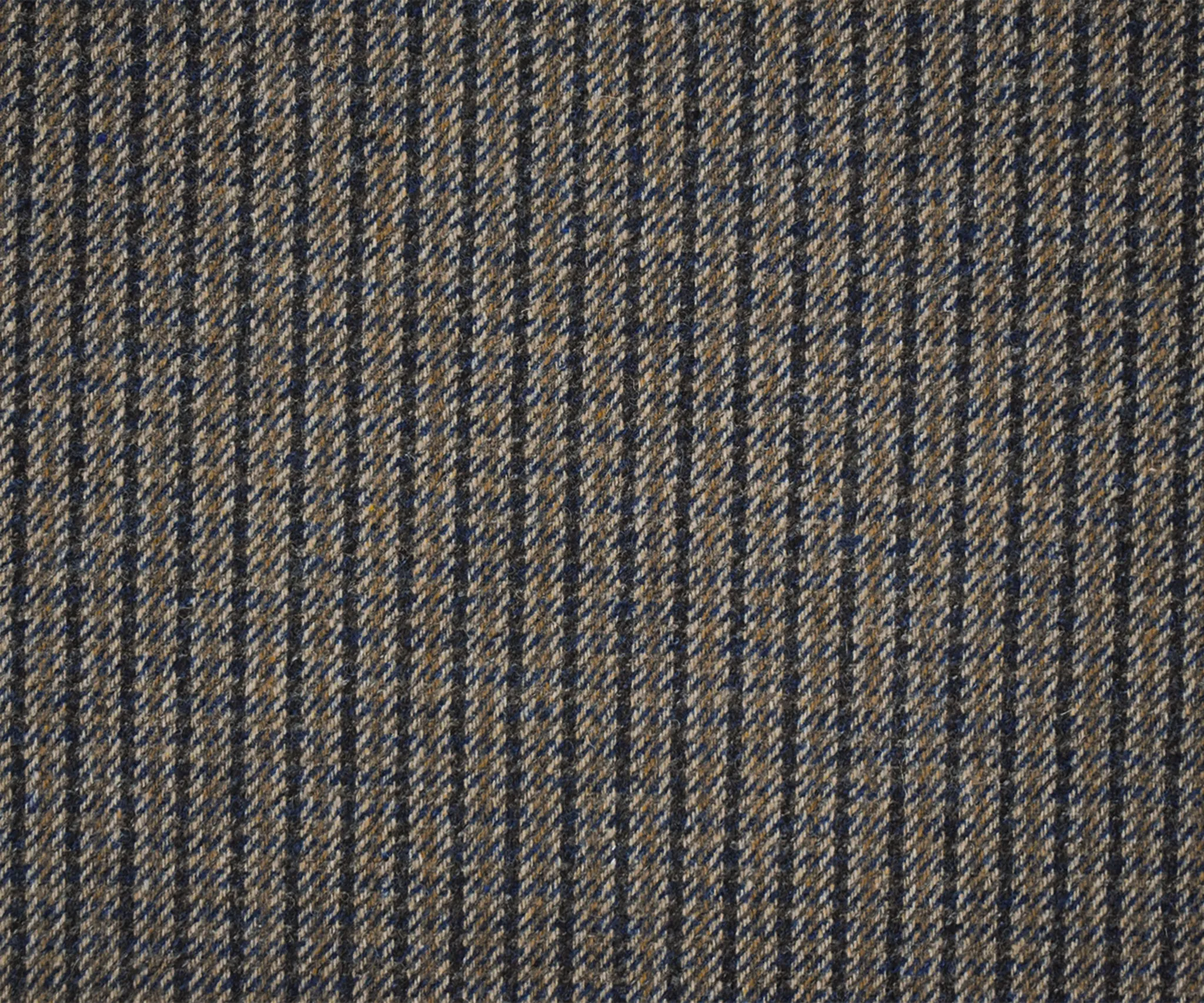 Brown-Blue-Multi Wool-Poly Stripe Twill Woven Jacketing Fabric