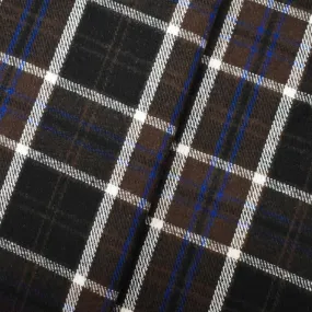 Brown-Bue-Multi Melton Poly-Wool Plaid Twill Woven Jacketing Fabric