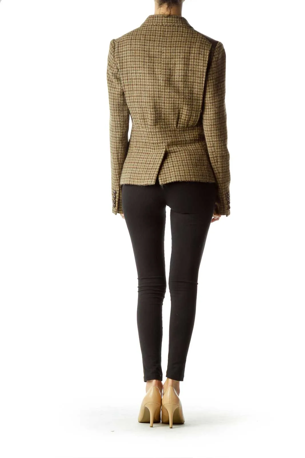 Brown Houndstooth Wool Jacket