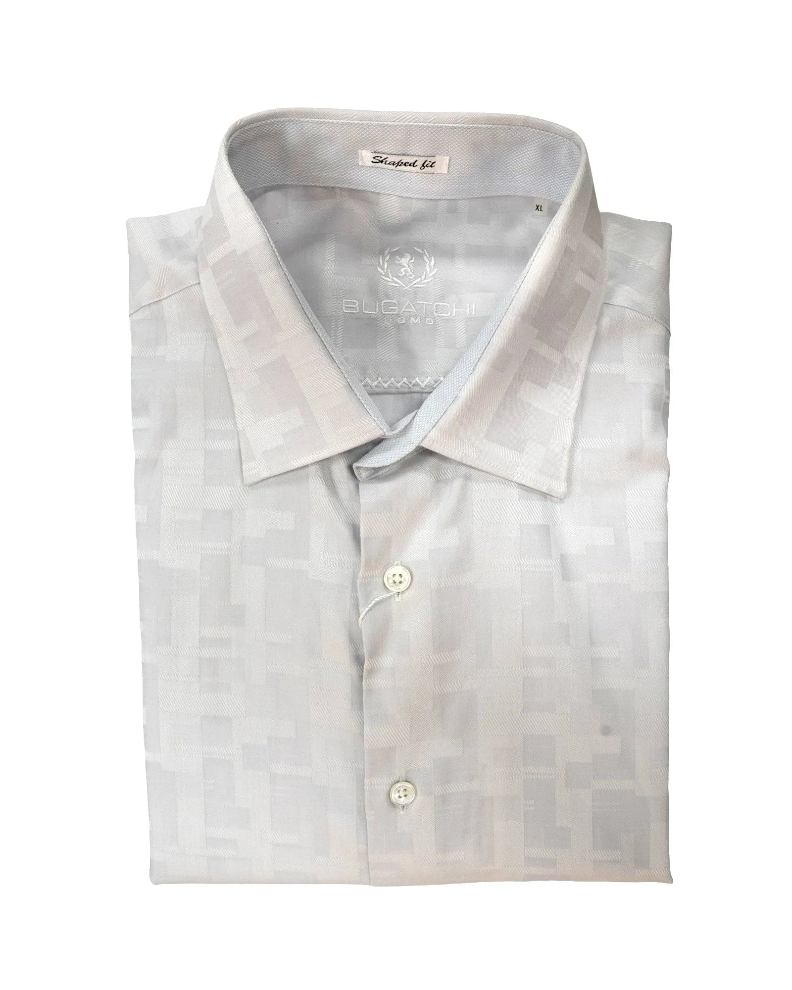 Bugatchi Platinum Silver Pattern Sport Shirt