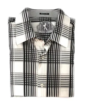 Bugatchi White & Black Exploded Plaid Sport Shirt