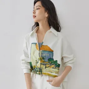 Charis Oil Painting Button Up Shirts