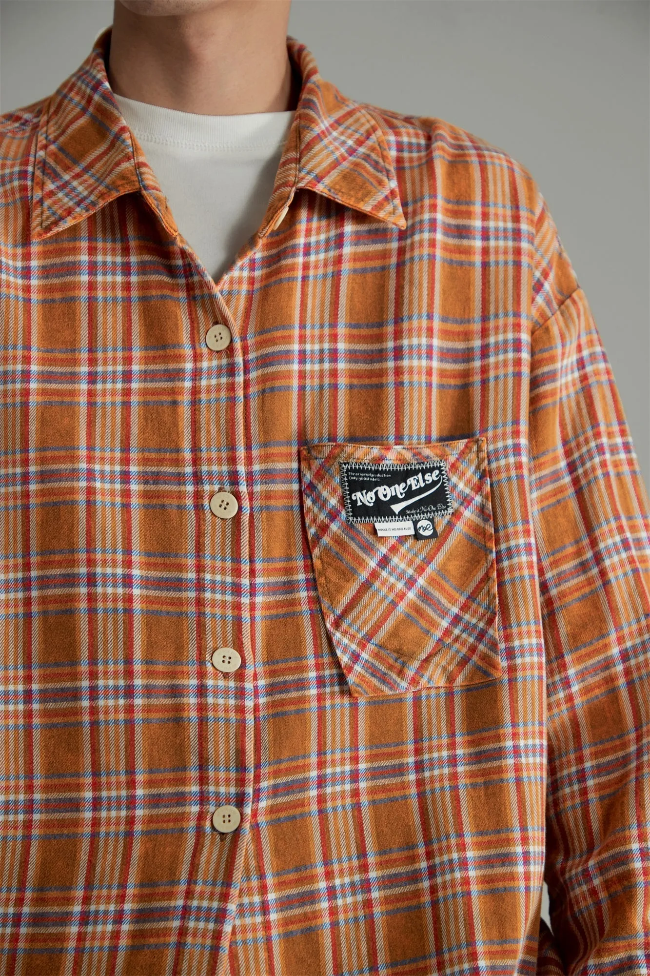 Check Print Loose Fit Button-Up Shirt