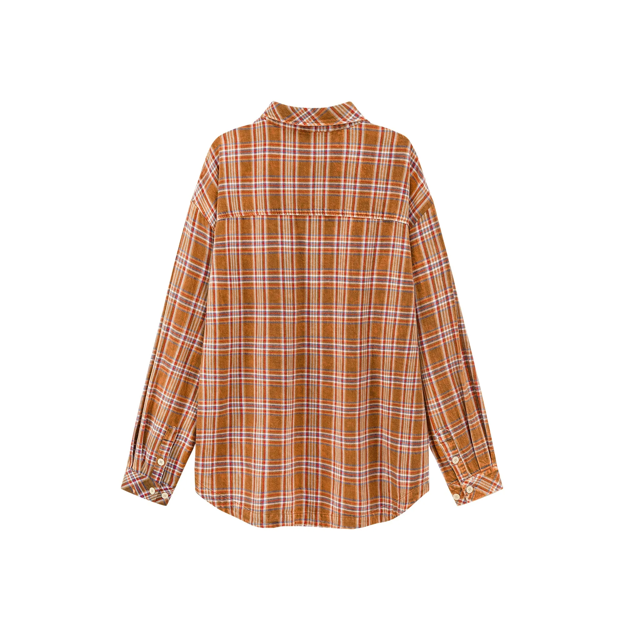 Check Print Loose Fit Button-Up Shirt