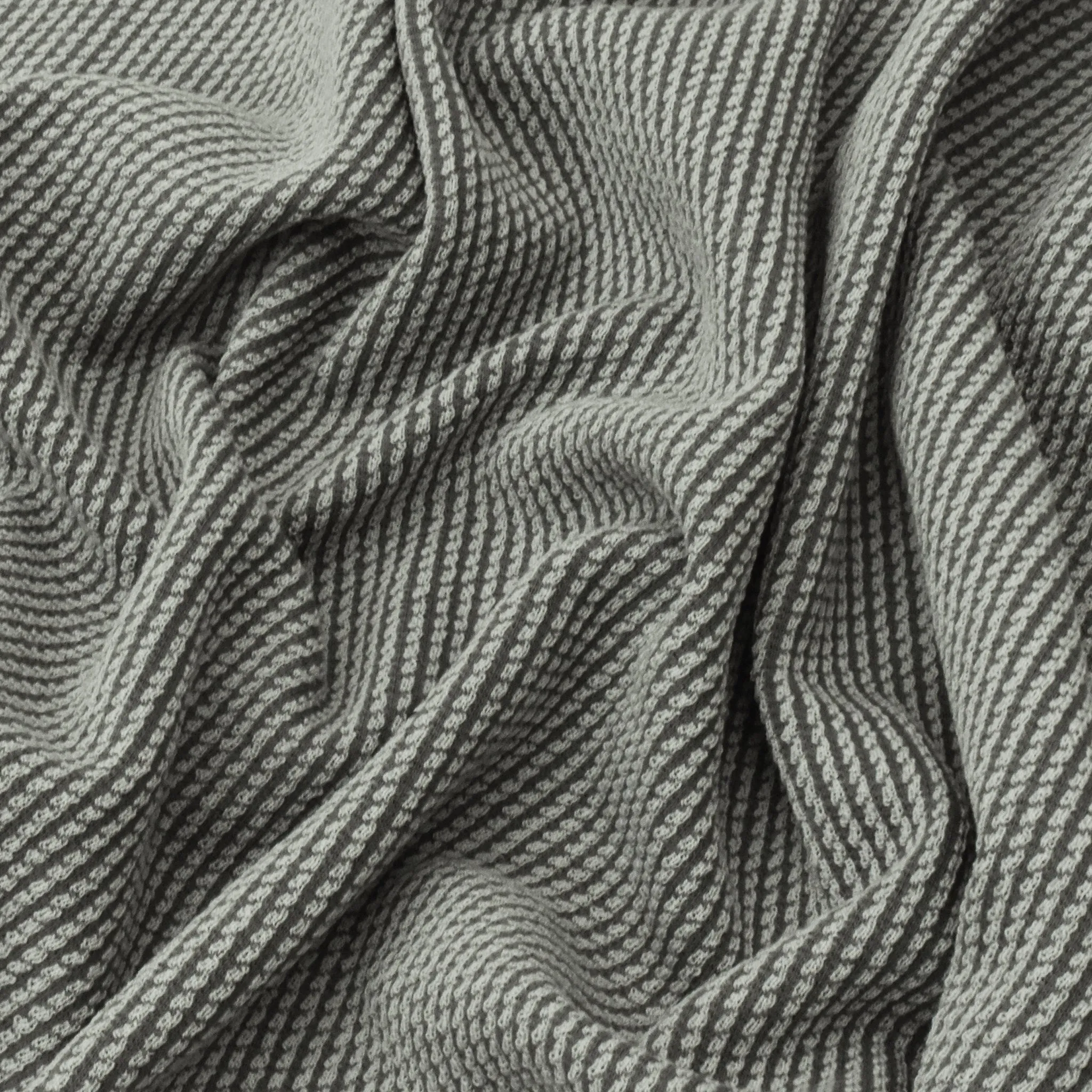 Cold Gray-Gray Stripe Texture Stretch Wool Cotton Double Knit Fabric