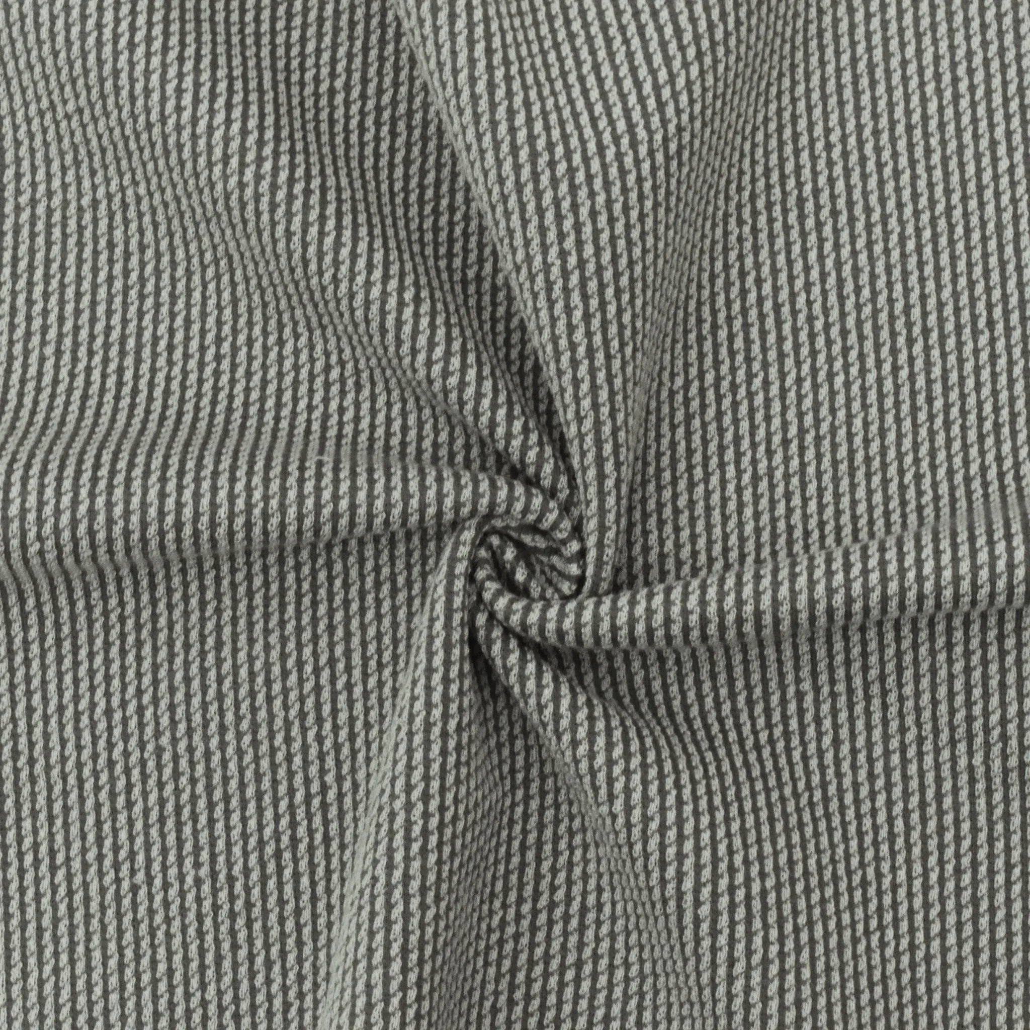 Cold Gray-Gray Stripe Texture Stretch Wool Cotton Double Knit Fabric