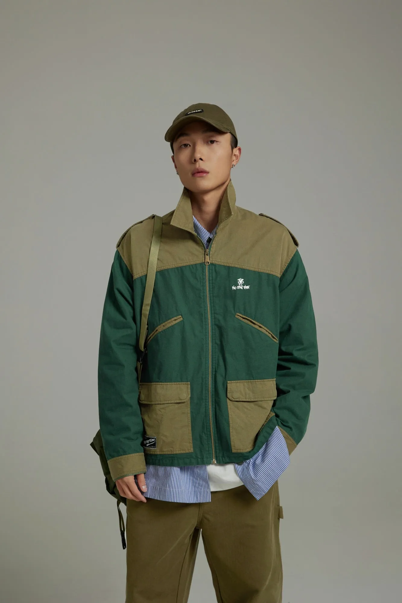 Color Block Zip-Up Field Jacket