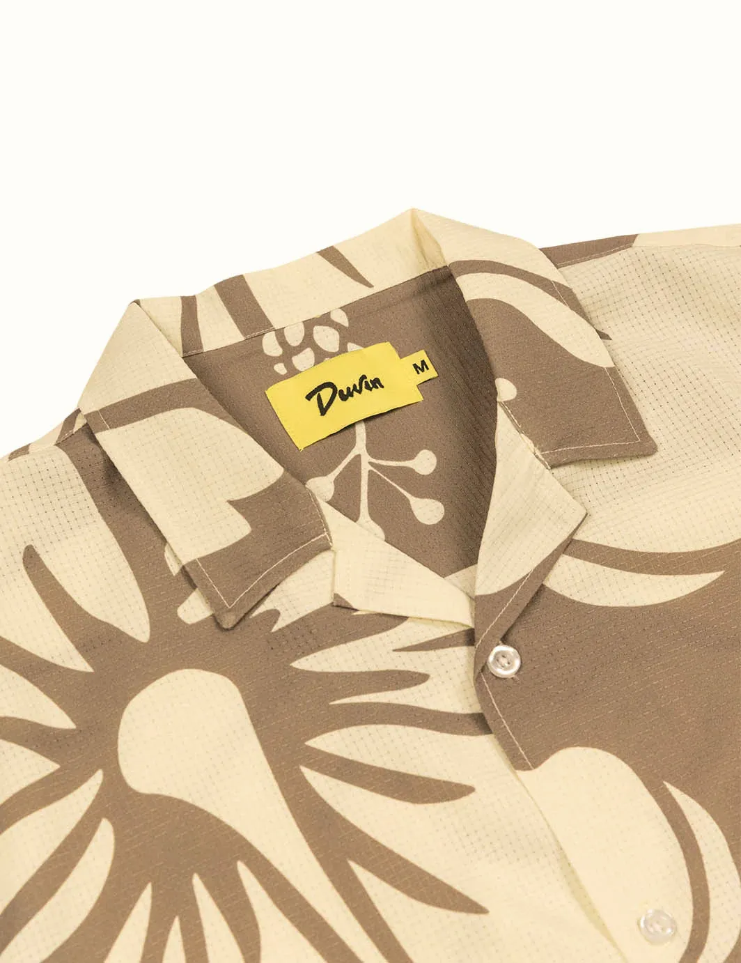 Duvin Design Company HIBISCUS LEISURE STRETCH BUTTONUP - TAN