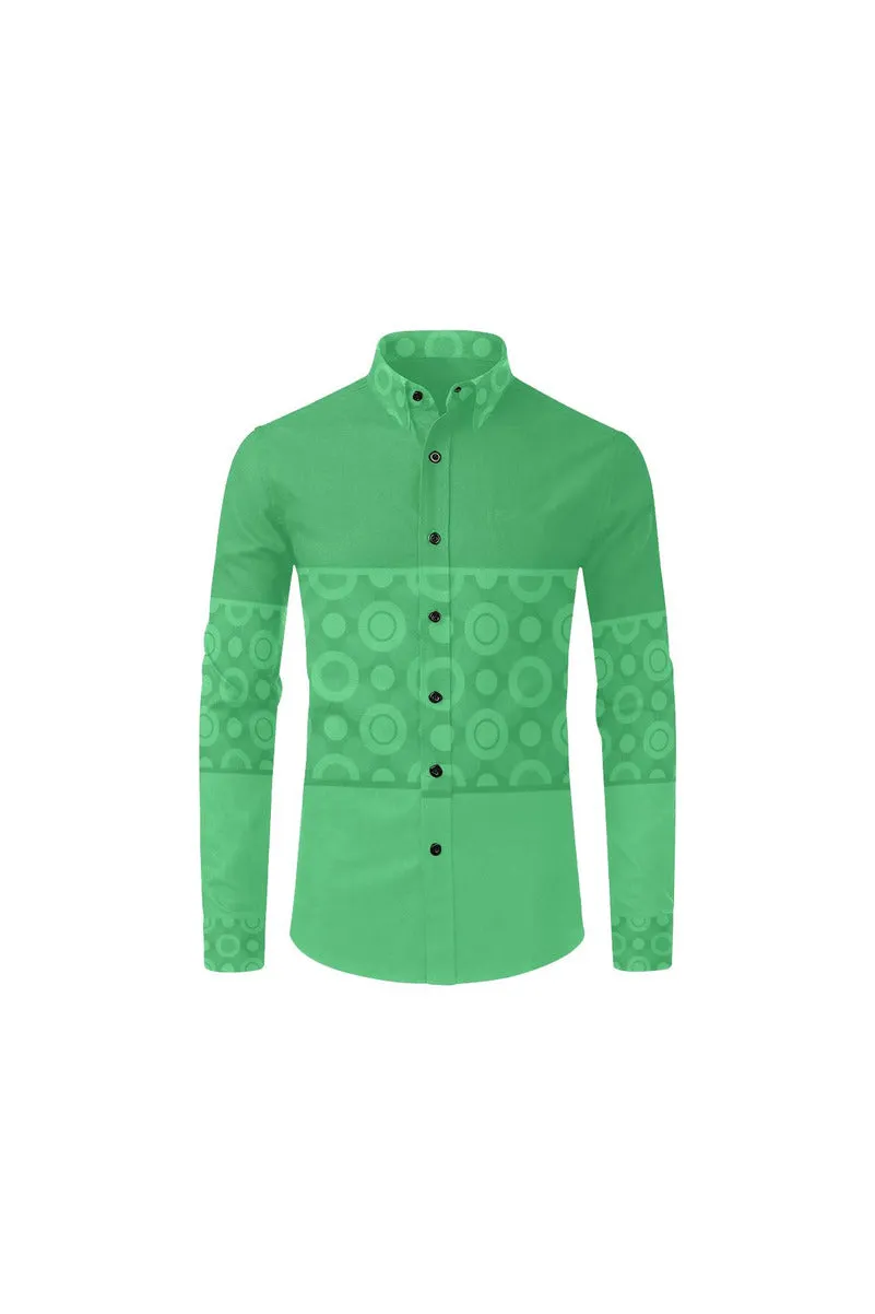 Effervescent Green Men's All Over Print Casual Dress Shirt