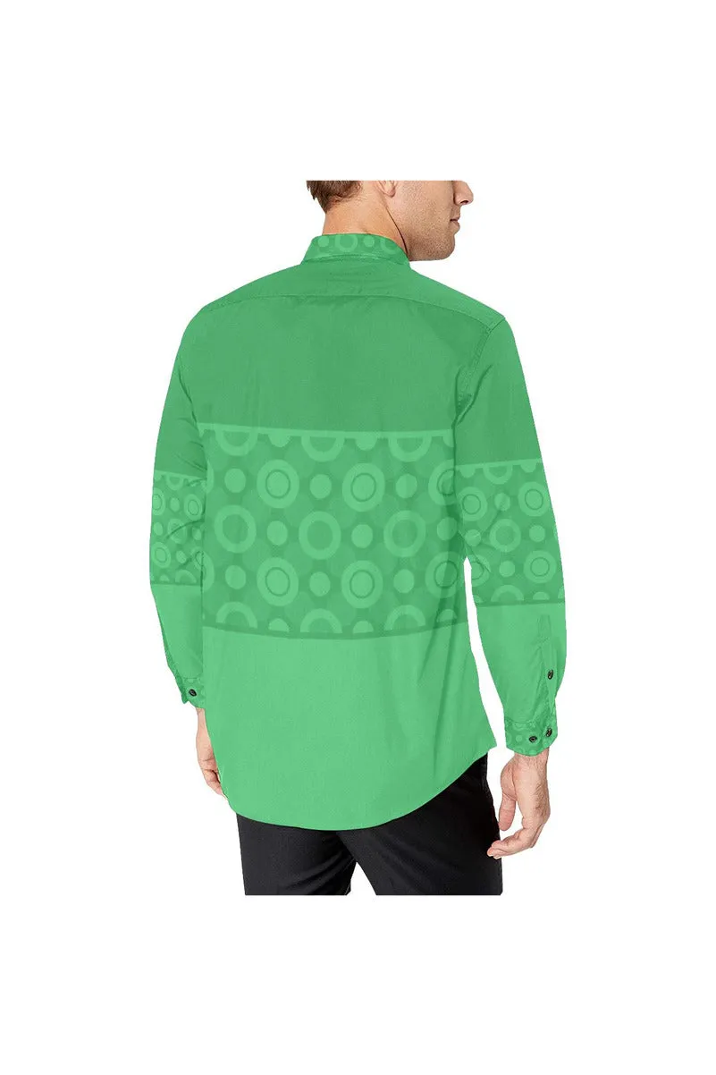 Effervescent Green Men's All Over Print Casual Dress Shirt