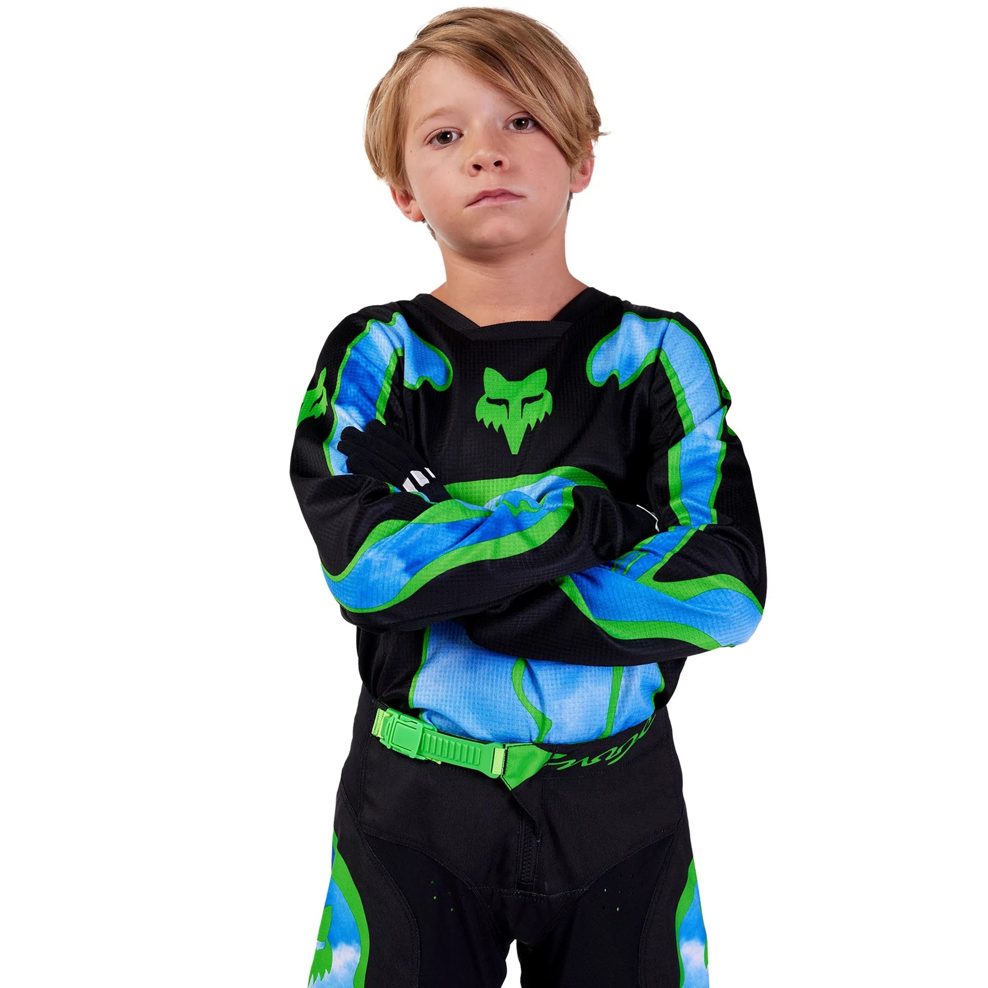 Fox Racing Youth 180 Atlas Offroad Jersey Black/Green Blue