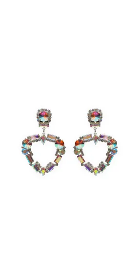 Iridescent Double Rhinestone Duster Earrings