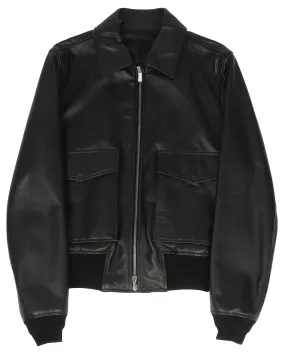 Leather Zip-Up Bomber Jacket