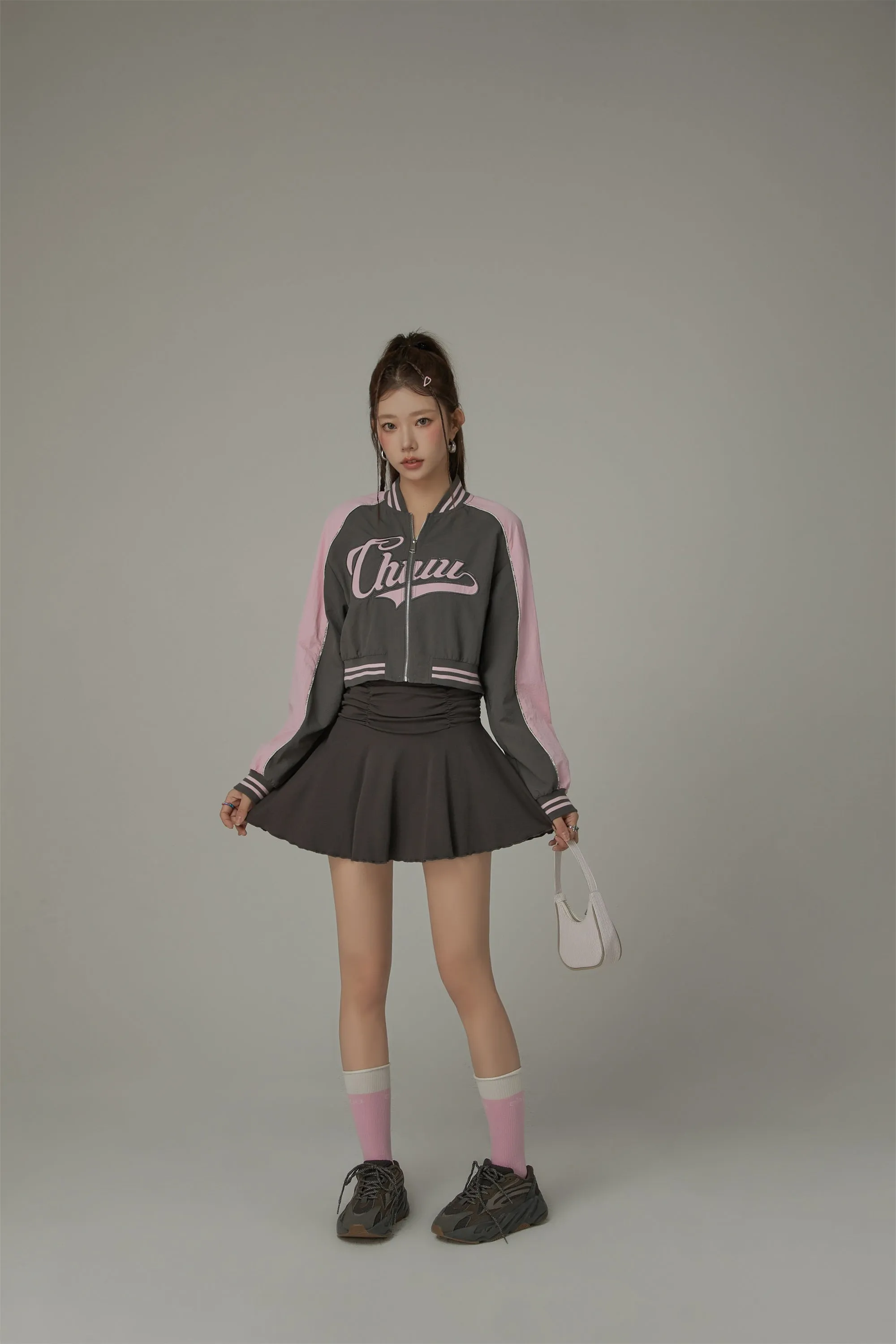 Logo Colored Zip-Up Varsity Jacket