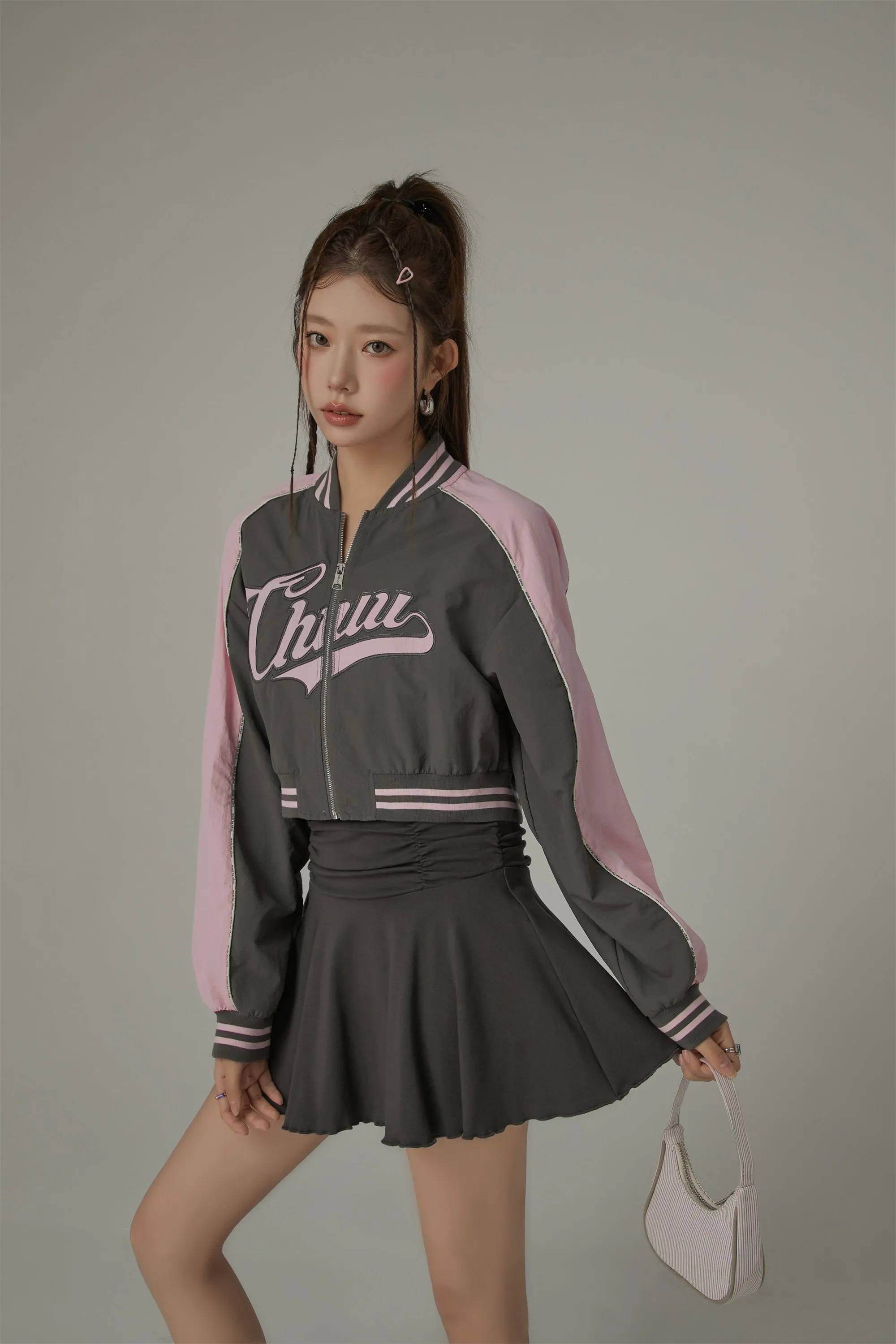 Logo Colored Zip-Up Varsity Jacket