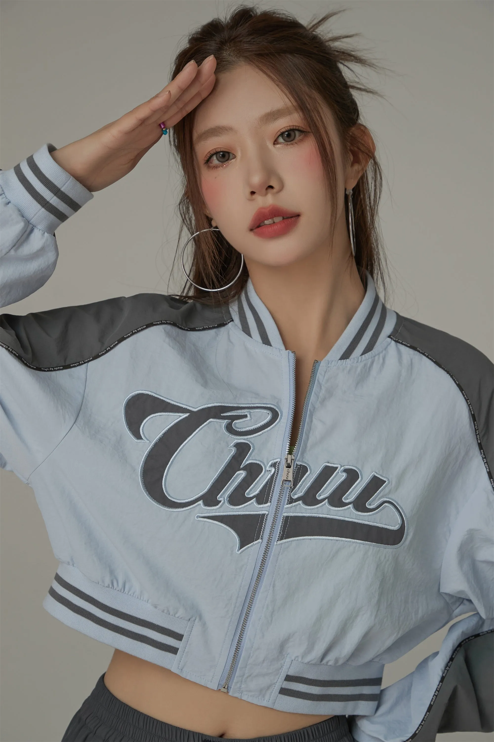 Logo Colored Zip-Up Varsity Jacket