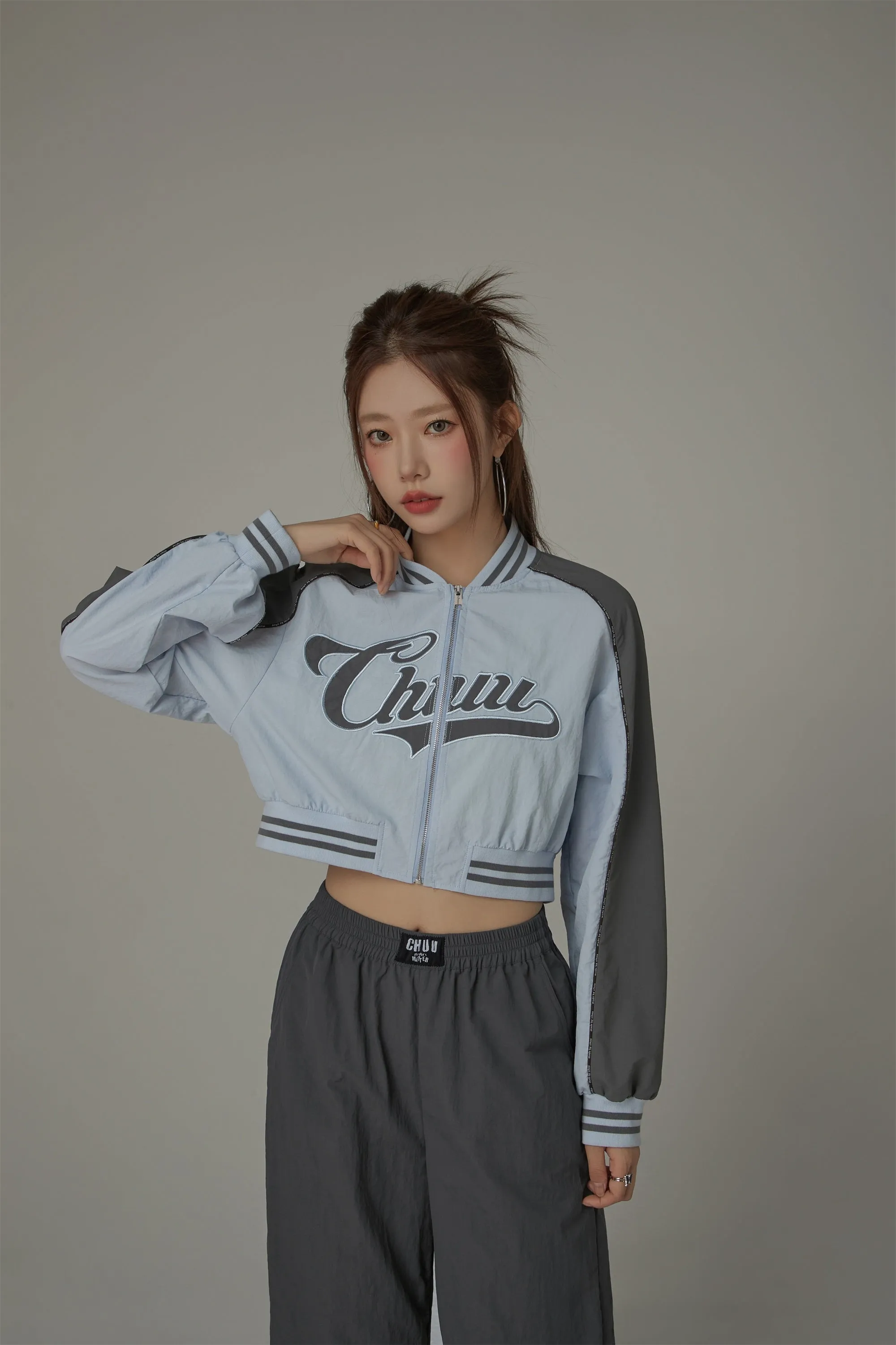 Logo Colored Zip-Up Varsity Jacket