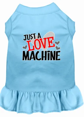 Love Machine Screen Print Dog Dress Baby Blue Xs