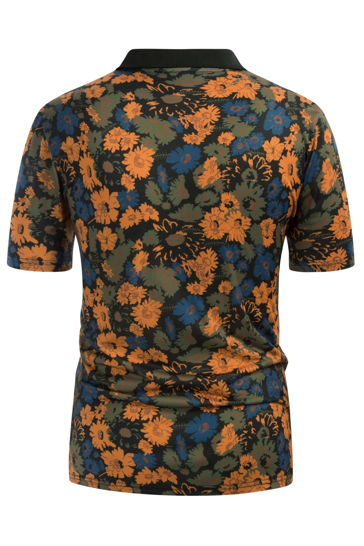 Mens Flower Polo Shirts Vintage Print Casual Tee Pullover Shirts for Summer