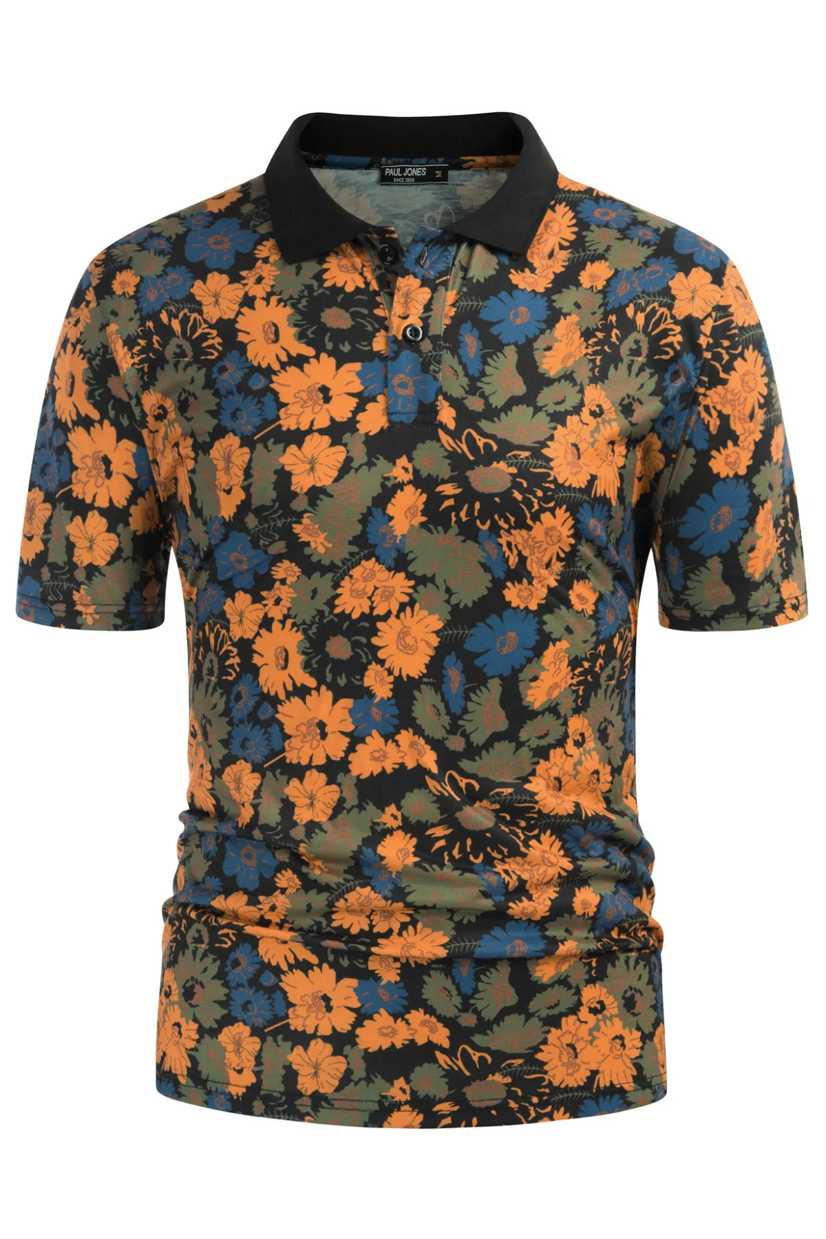 Mens Flower Polo Shirts Vintage Print Casual Tee Pullover Shirts for Summer