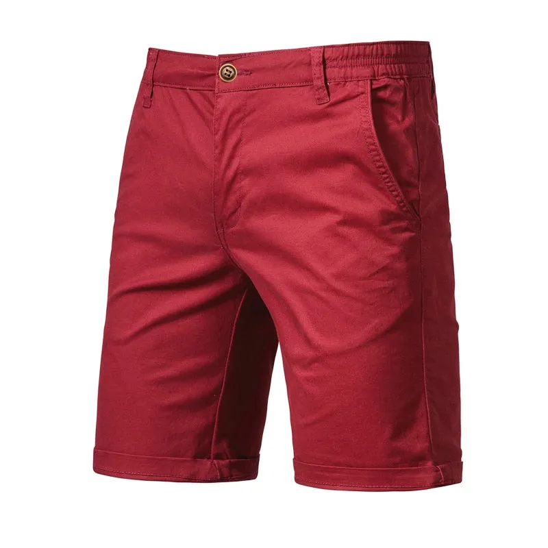 Mens Summer Solid Casual Elastic Waist Beach Shorts