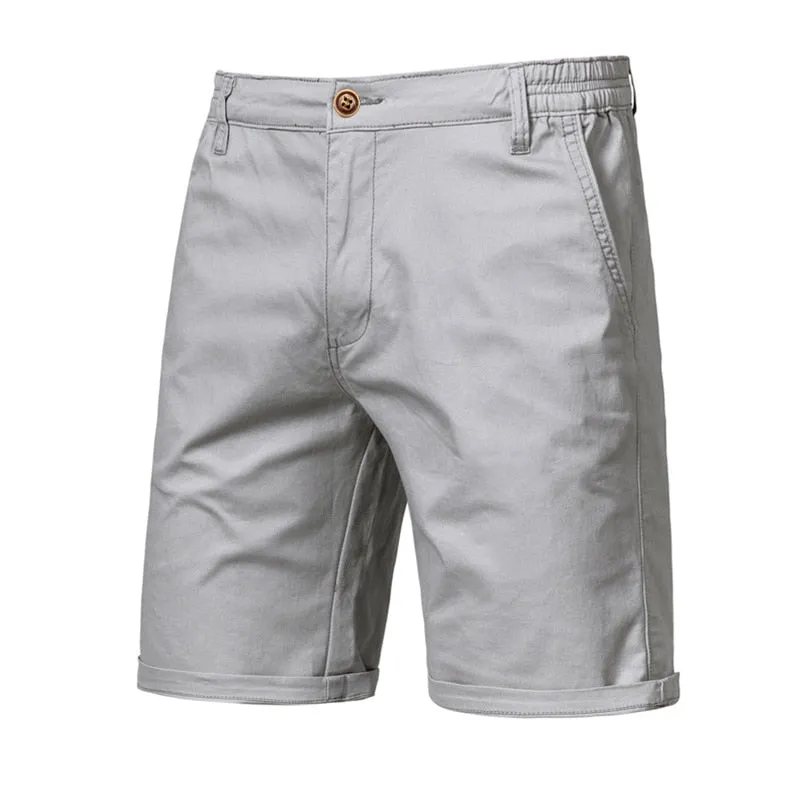 Mens Summer Solid Casual Elastic Waist Beach Shorts