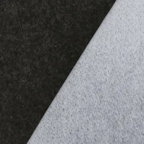 Midnight Black-Gray Wool Blend Brush Poly Fused Back Coating Fabric