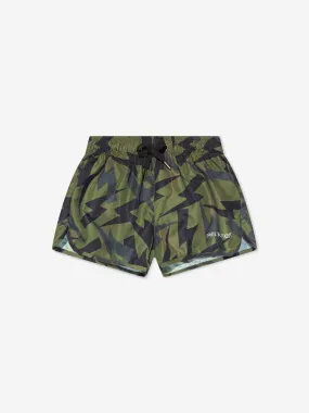 Neil Barrett Boys Thunderbolt Swim Shorts in Green