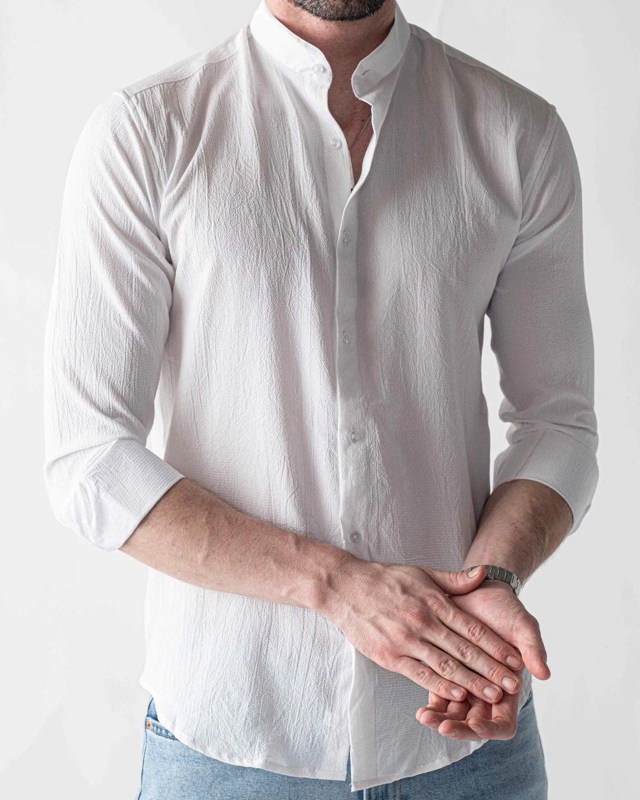 Ripple button up Crisp white Shirt