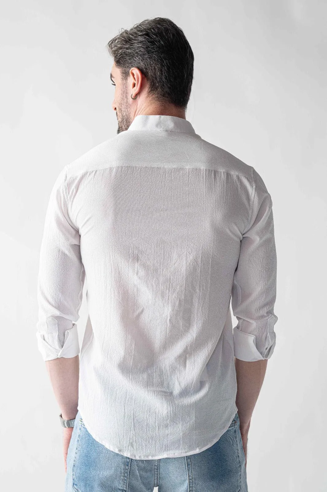 Ripple button up Crisp white Shirt